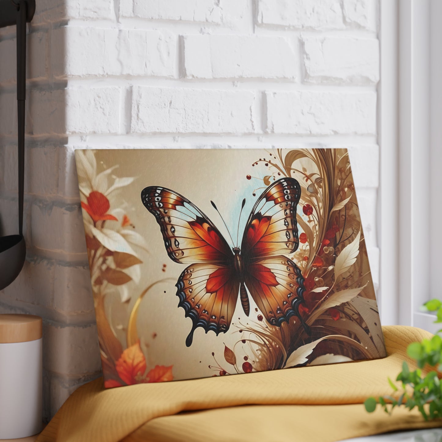Hermosa tabla de cortar de vidrio con forma de mariposa, decoración de mariposas, tabla de cortar, decoración de cocina, arte de cocina, tabla para servir, regalo de pavo real, regalo de mariposa, tabla de cortar floral