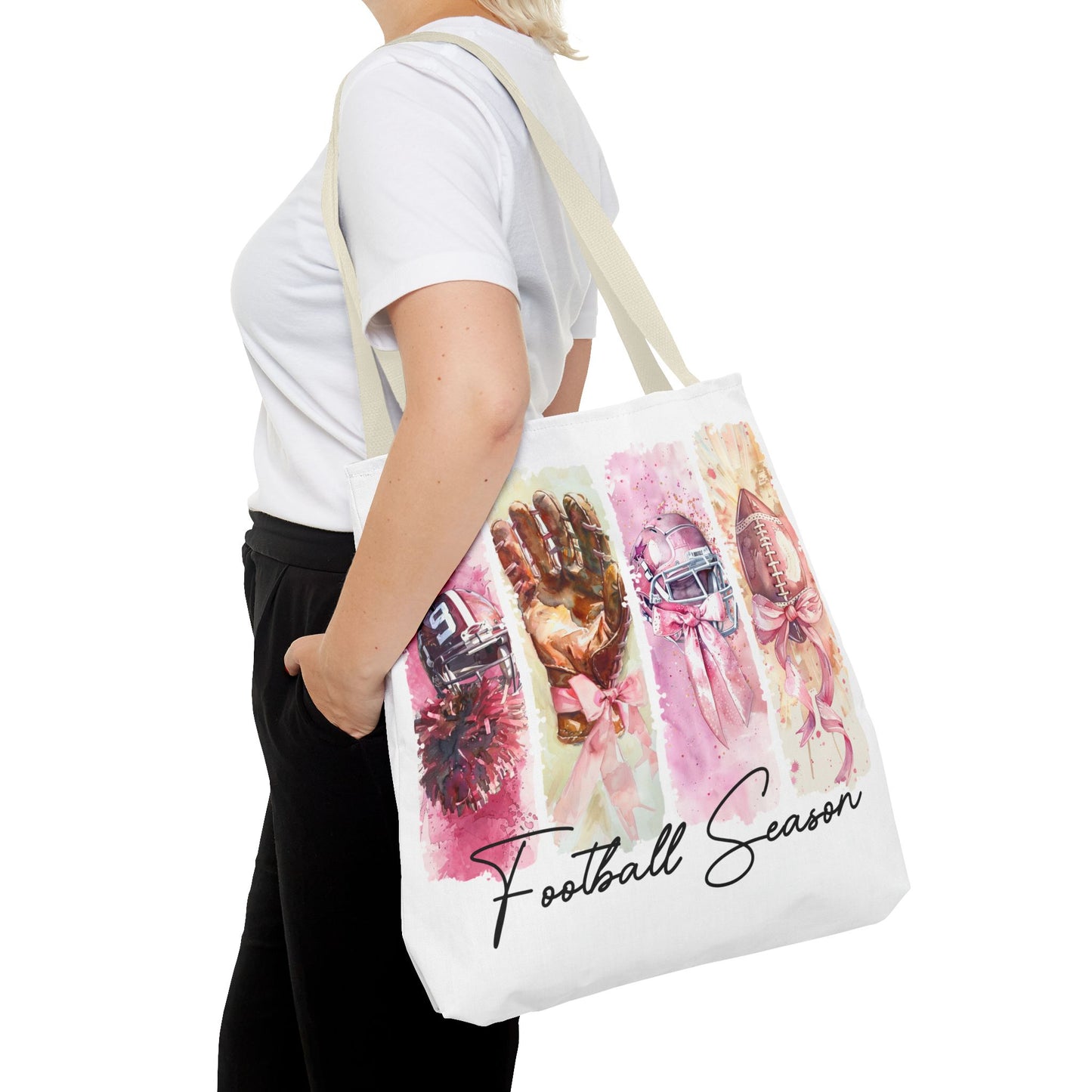 🏈 Game Day Pink Awareness Tote Bag – Sporty Style with a Purpose 🎀👜