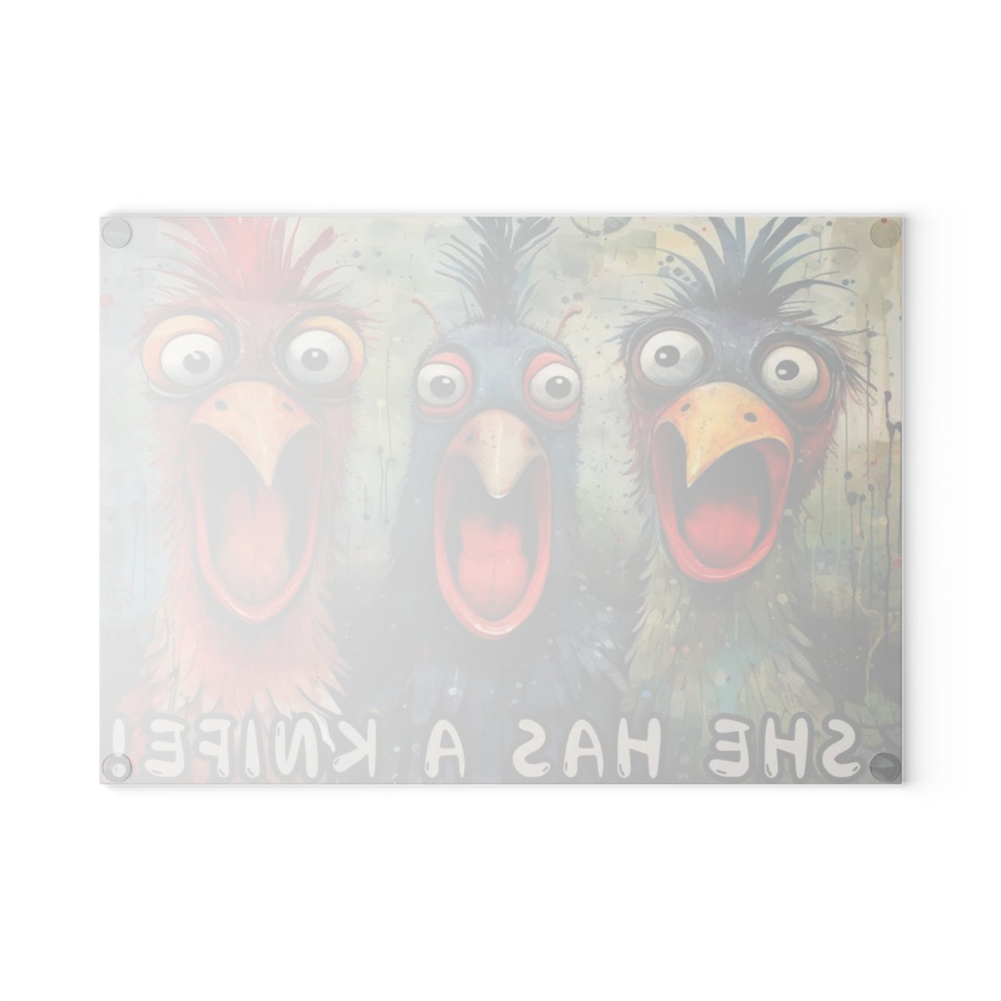 Tabla de cortar divertida, gallinas gritando, decoración de gallinas, cocina de granja, tabla de charcutería, tabla de cortar, gallinas de traspatio