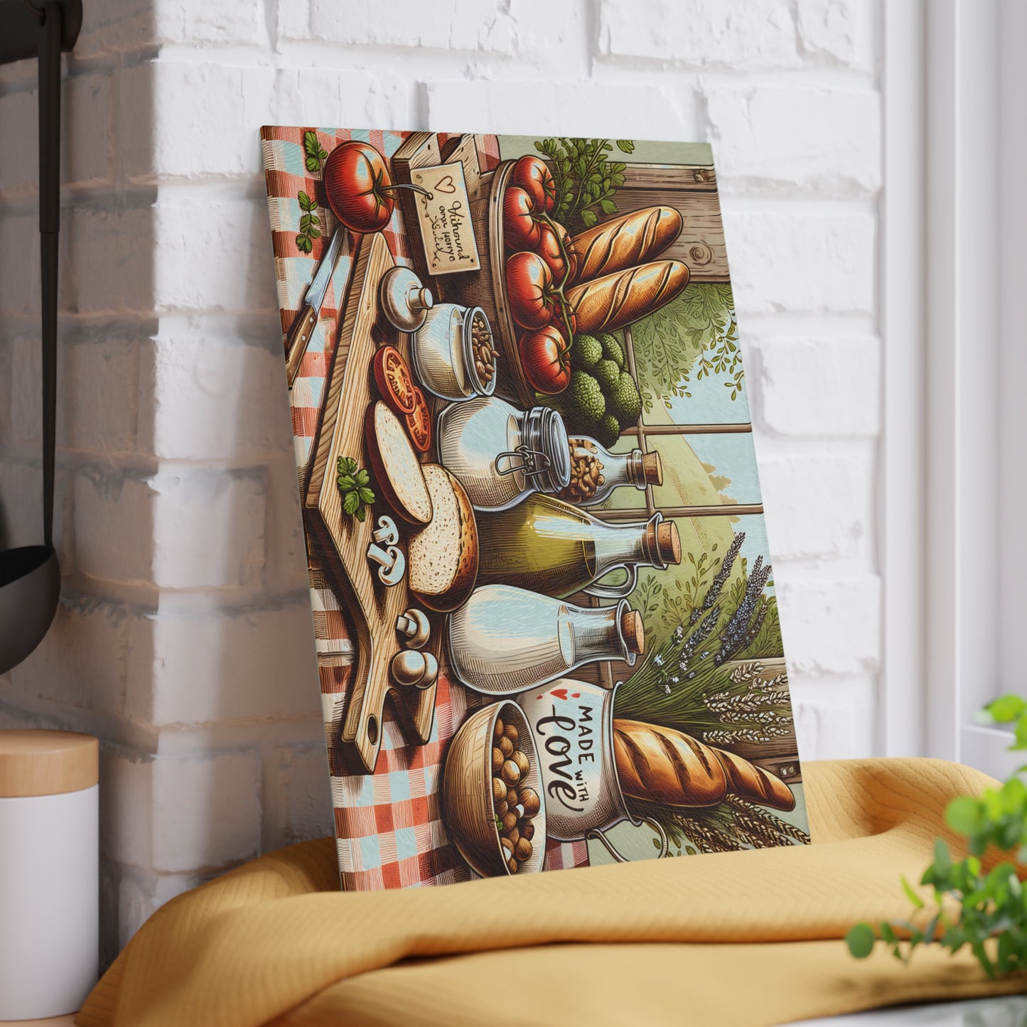 Tabla de cortar de cocina con ingredientes frescos de granja: un toque rústico para tu espacio culinario