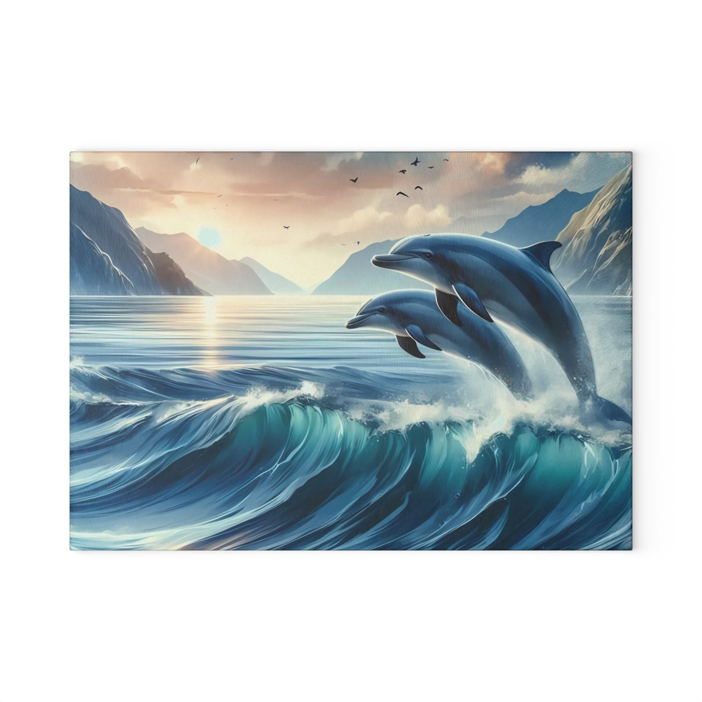🌊🐬 Ocean Wave Dolphins Cutting Board – Coastal Elegance for Your Kitchen 🐬🌊