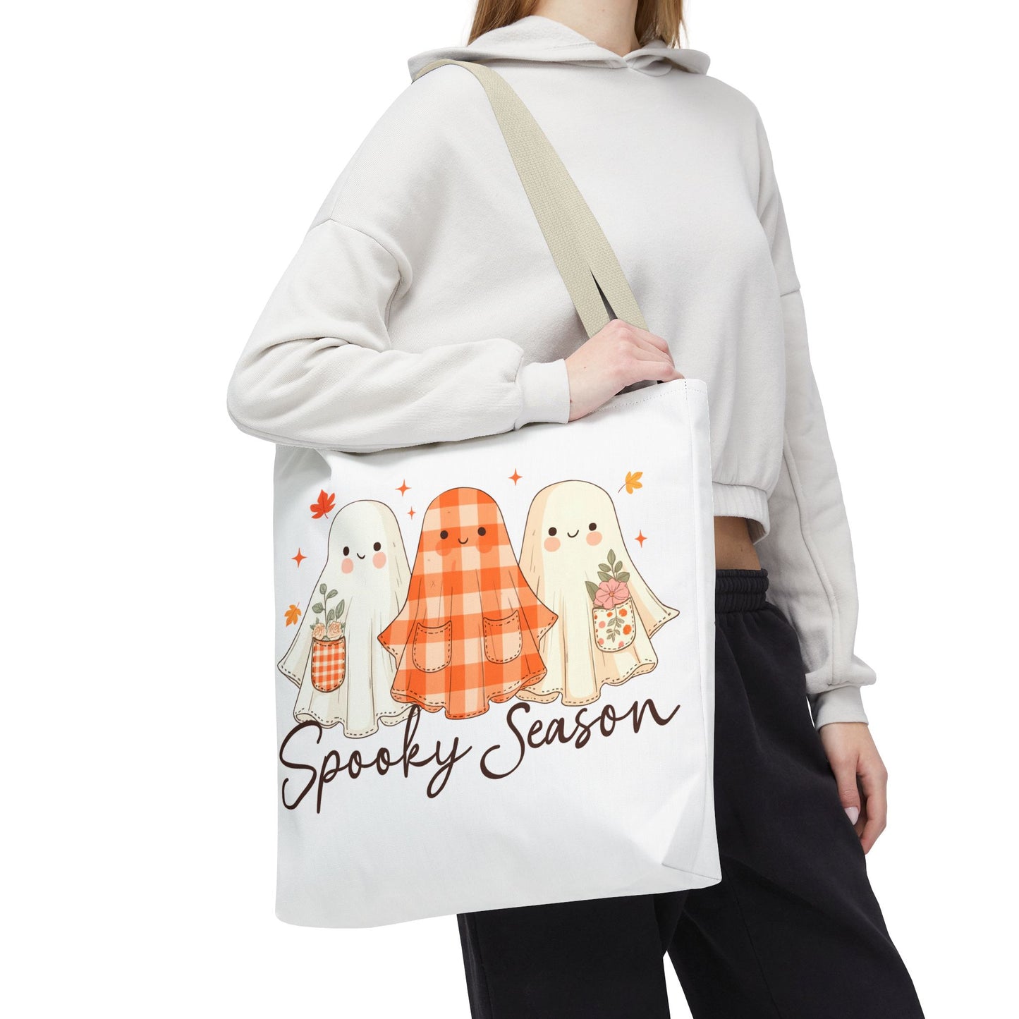 ๐ป Spooky Season Ghost Friends Tote Bag โ Cozy Fall Vibes with a Cute Twist ๐๐