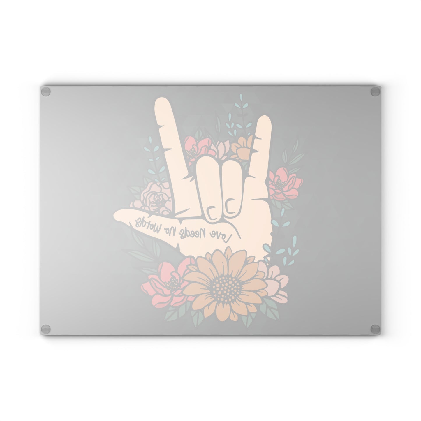 "I Love You Sign Language Tempered Glass Cutting Board & Display Piece"