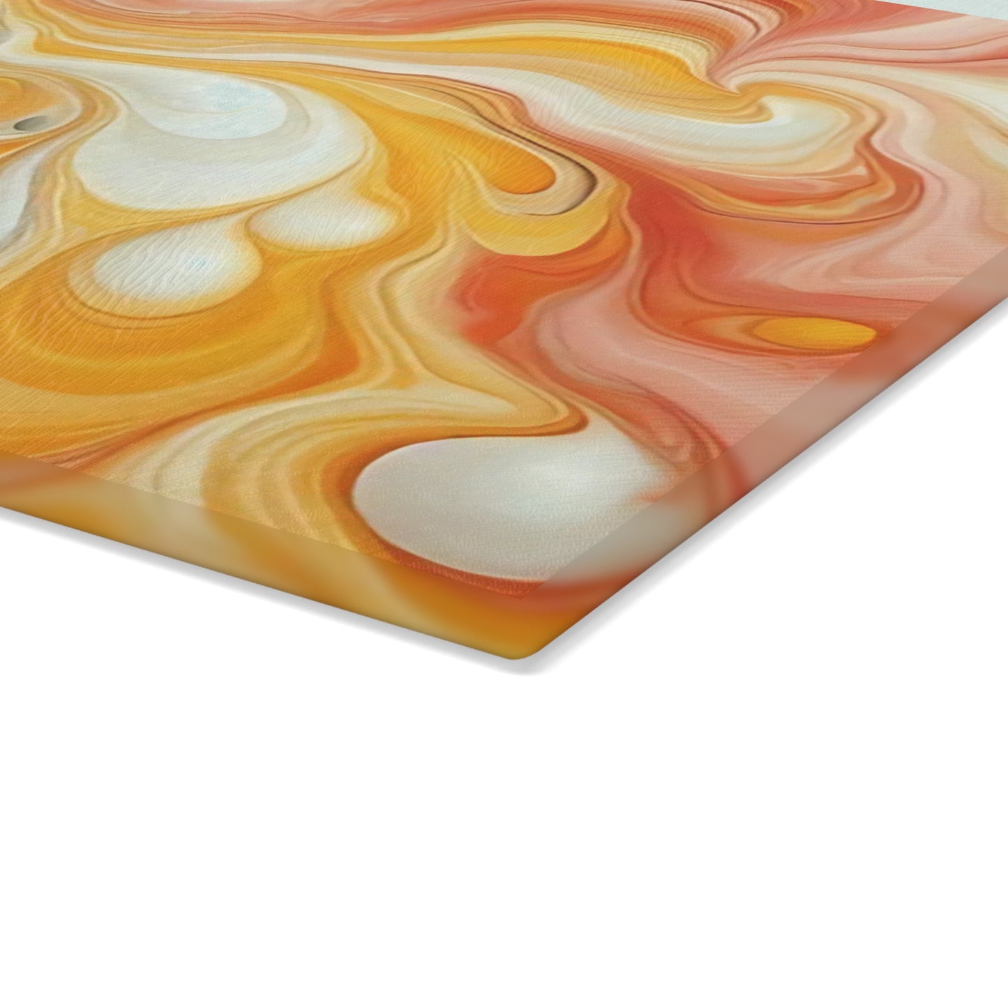 Tabla de cortar de vidrio templado con efecto mármol amarillo, gris y naranja: elegante decoración de cocina con aspecto de mármol, ideal para regalar y funcional.