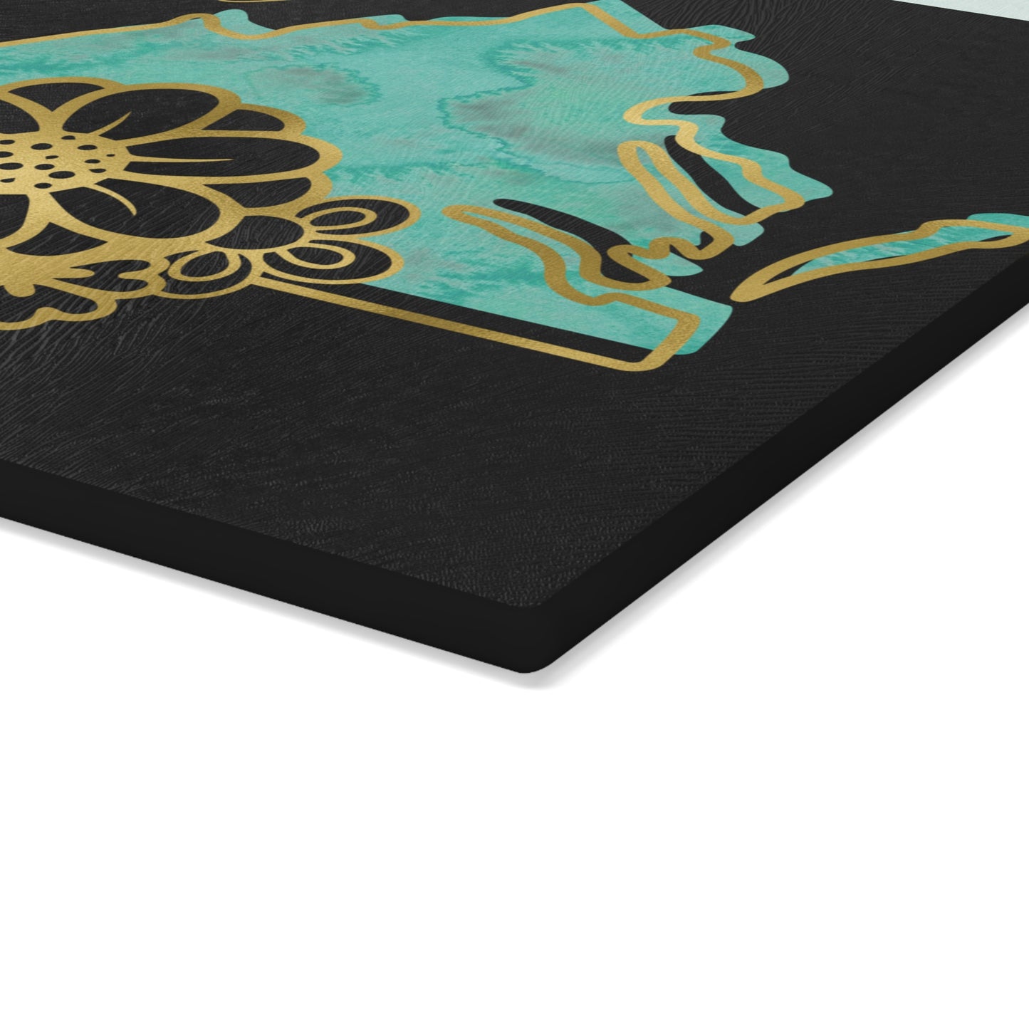 🌊 Virginia Floral State Cutting Board – Teal Tide & Golden Bloom Elegance 🌸