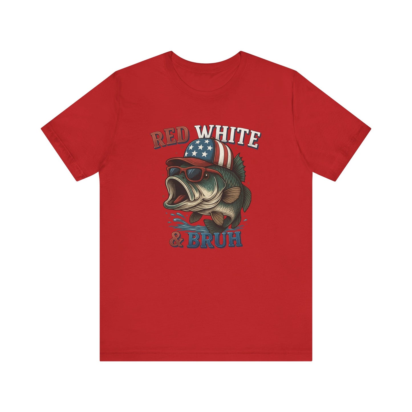 Divertida camiseta patriótica de pescado, con estampado rojo, blanco y negro, unisex, ideal para el 4 de julio, regalo para papá, ideal para barbacoas de verano.