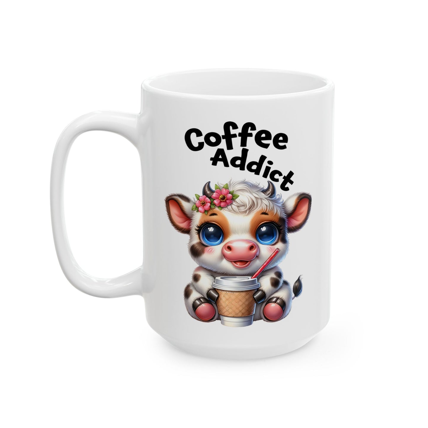 🌸 Vaca Flor y Café – Taza de Café Linda y Divertida para Amantes de los Animales 🐄☕