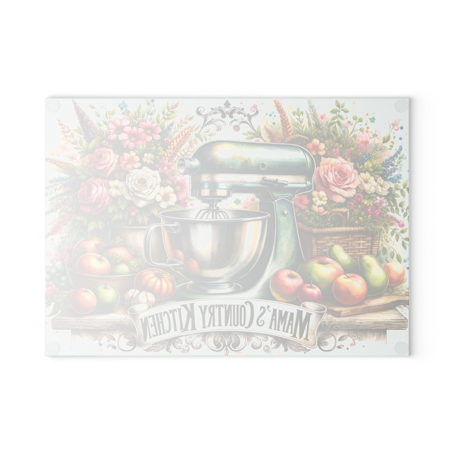Tabla de cortar de cocina campestre de mamá: dije vintage para batidora con estilo floral campestre