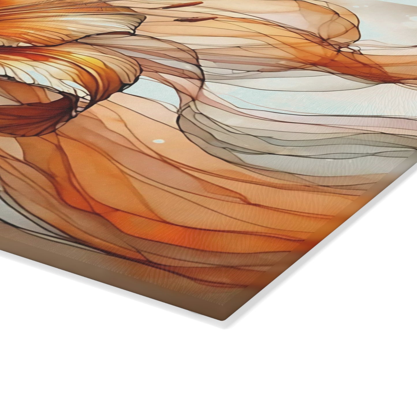 Flower & Butterfly Tempered Glass Cutting Board – A Touch of Nature’s Grace