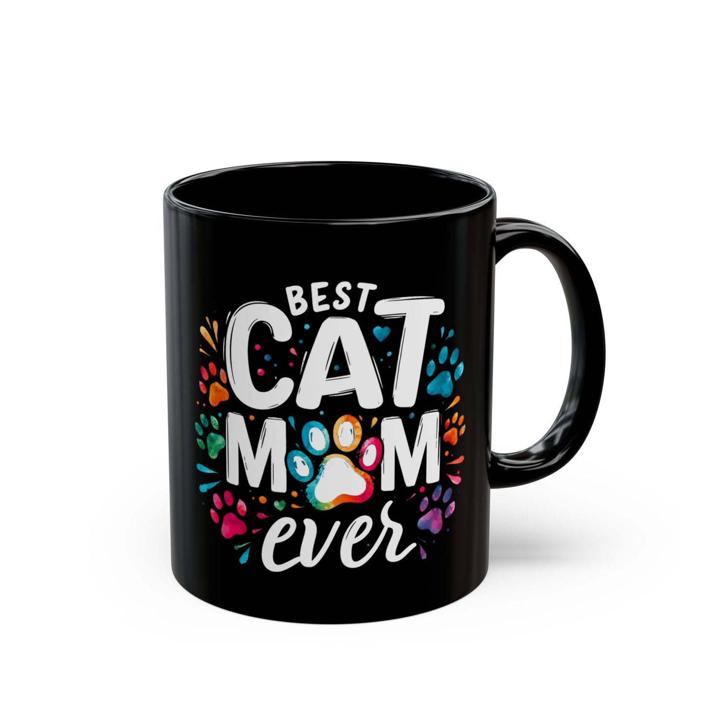 Taza "La mejor mamá gata", regalo divertido para amantes de los gatos, taza de café negro para mamás gatas, taza de agradecimiento para amantes de las mascotas, regalo perfecto para entusiastas de los gatos y amantes de los animales.