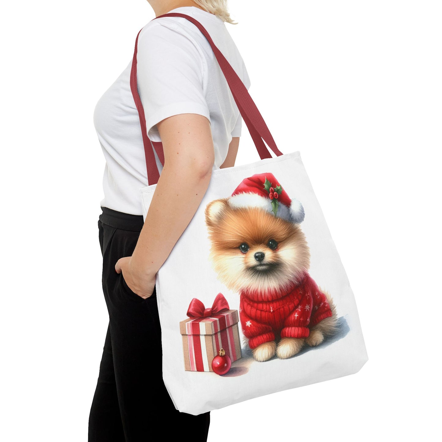 🎄 Pomeranian Christmas Tote Bag – Cozy Fluff & Festive Cheer 🎁🐾