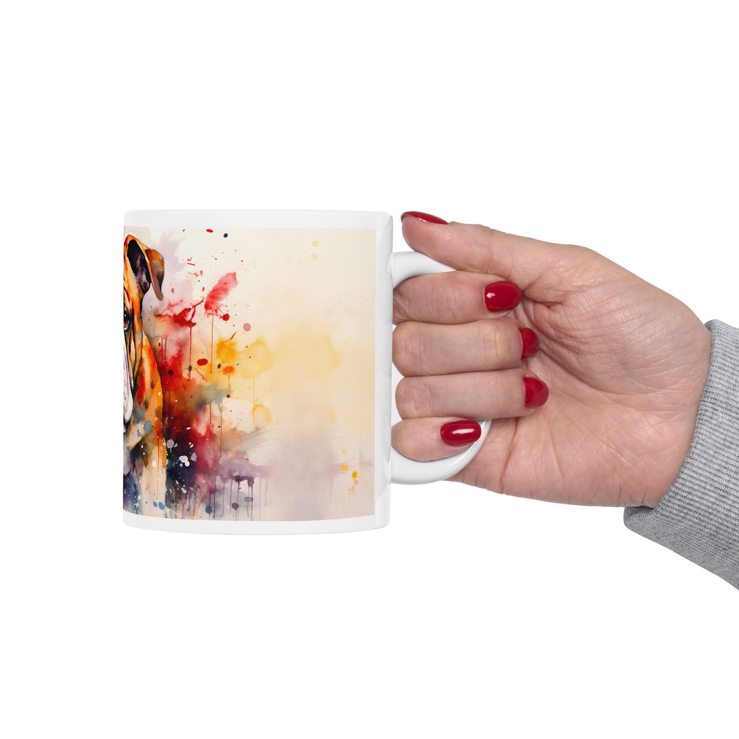 Taza de acuarela de bulldog: ¡una representación colorida y atrevida de tu peludo amigo!