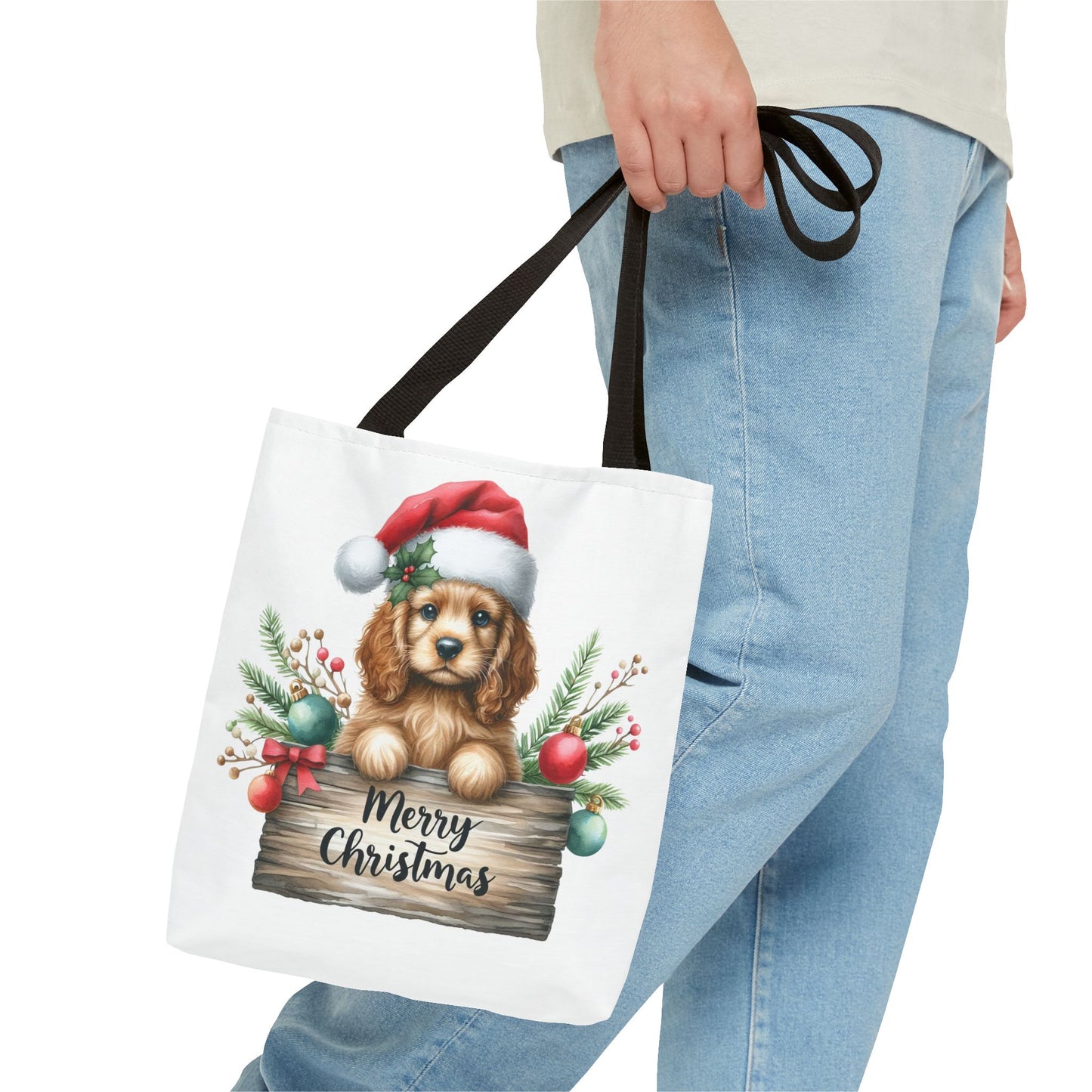 🐶 Cocker Spaniel “Merry Christmas” Tote Bag – Cozy Holiday Charm in Every Stitch 🎄
