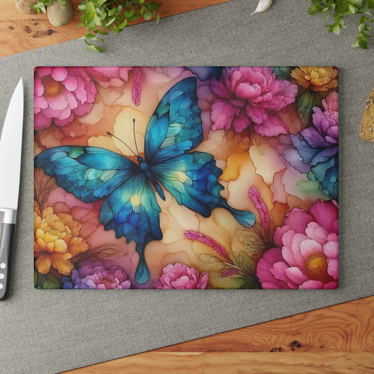 🦋 Blooming Butterfly Cutting Board – Graceful Floral Elegance for Your Kitchen