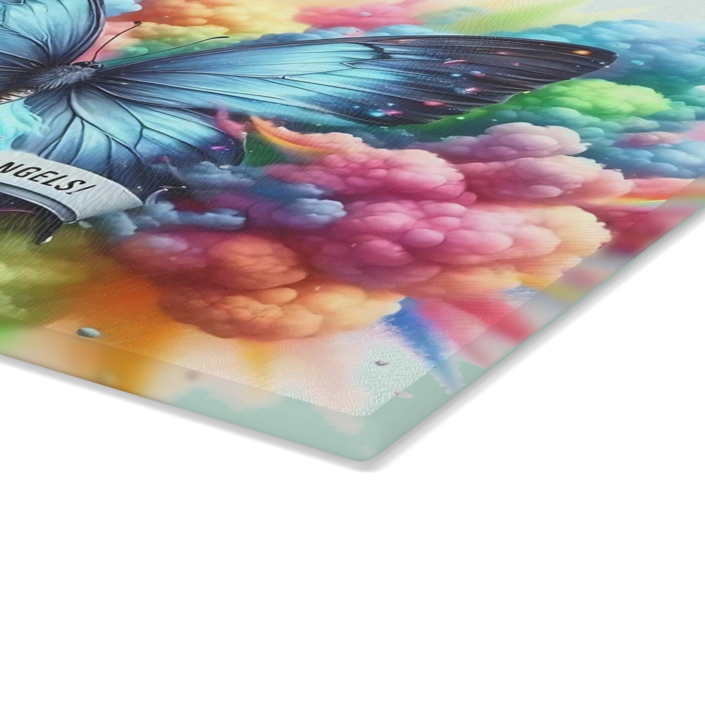🦋🌈 Butterflies Are Angels Cutting Board – Vibrant Tribute with Heavenly Color Bursts