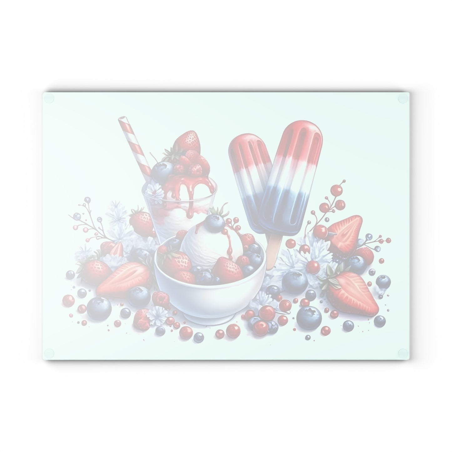 Tabla de cortar de vidrio para postres del 4 de julio: un dulce estilo patriótico para celebraciones de verano