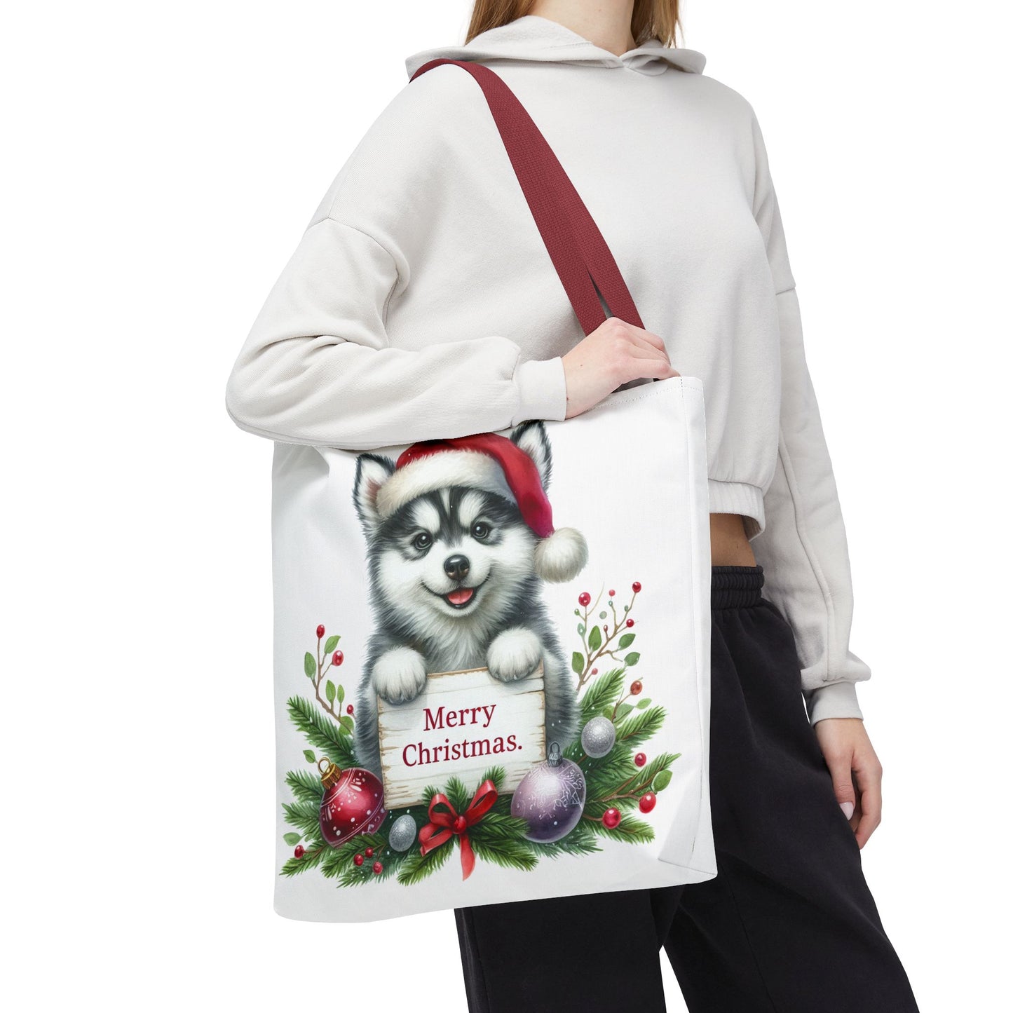 🎁 Husky “Merry Christmas” Tote Bag – Holiday Cuteness You Can Carry 🎄