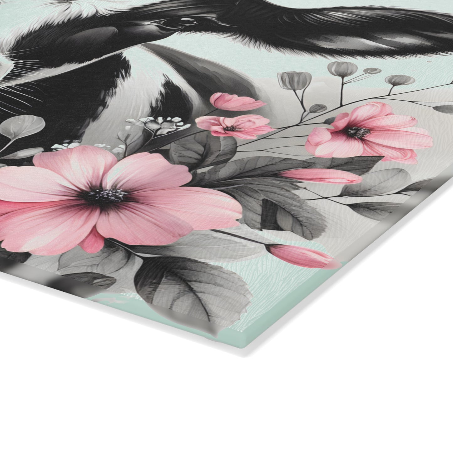🐄 Blush & Bold Cow Cutting Board – Elegant Florals Meet Farmhouse Chic