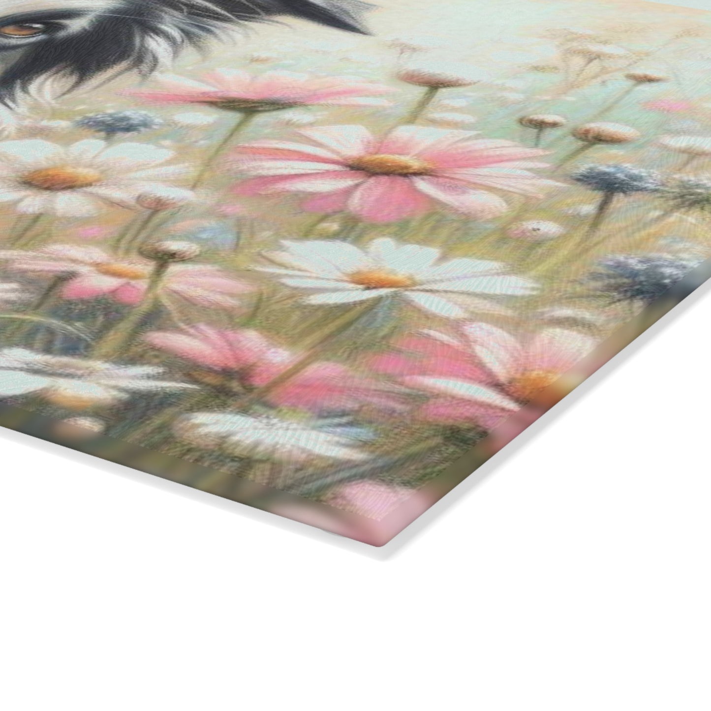 🌼 Border Collie in Bloom Cutting Board – Graceful Elegance for Dog-Loving Homes