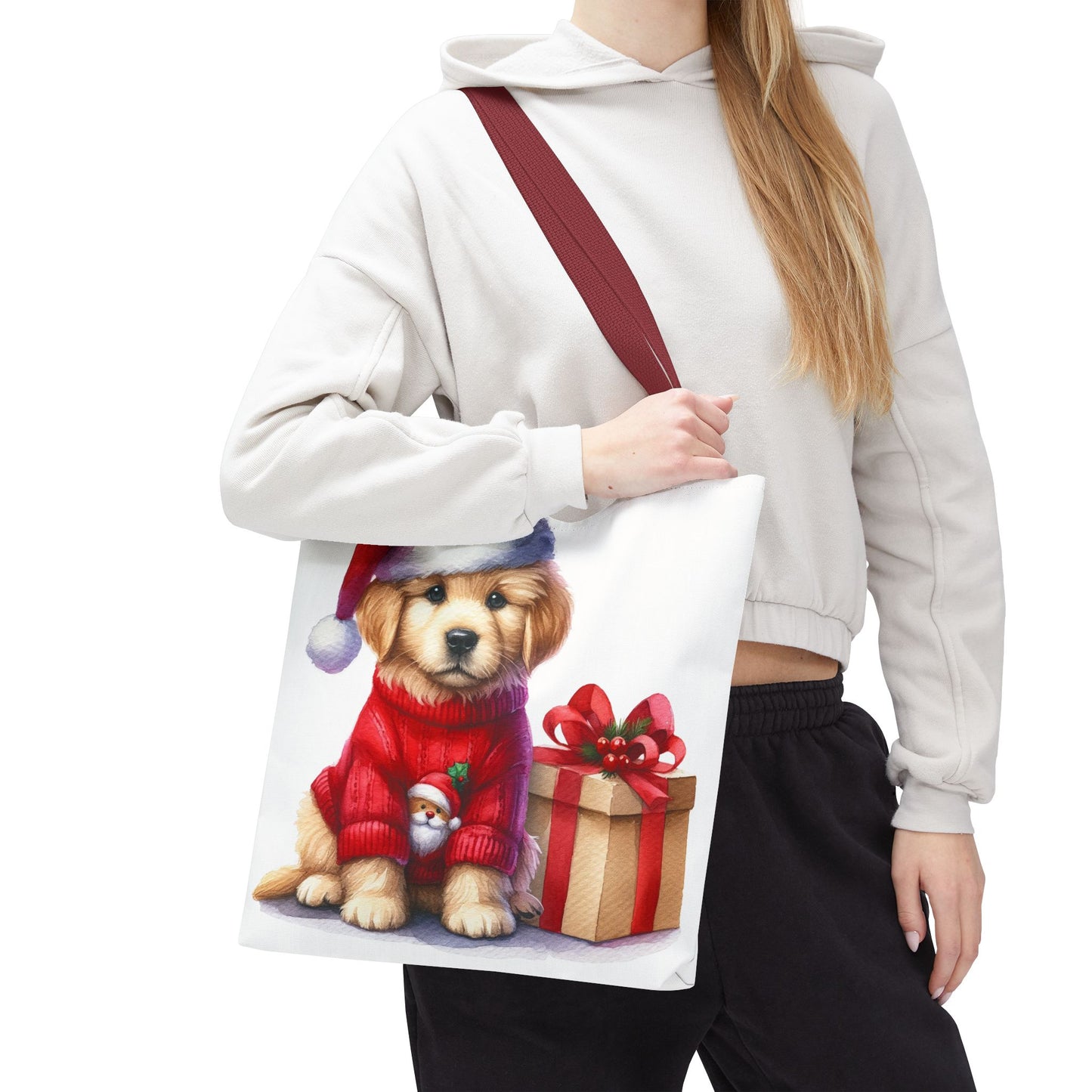🎄 Golden Retriever Puppy Christmas Tote Bag – Festive Charm for Dog Lovers 🐶