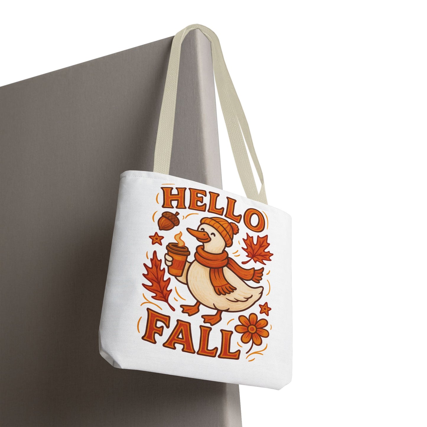 🧡 Hello Fall Duck Tote Bag – Cozy Autumn Vibes & Feathered Charm 🍂🦆