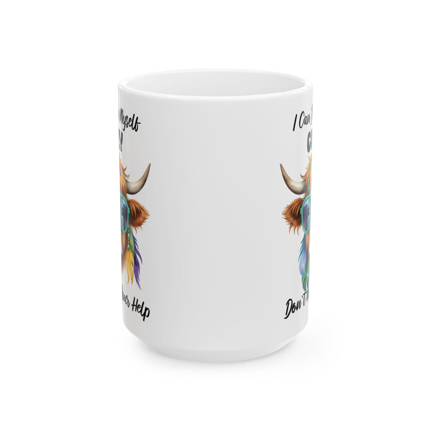 🐄 No necesito tu ayuda – Taza de café con una vaca de las Highlands atrevida 🕶️