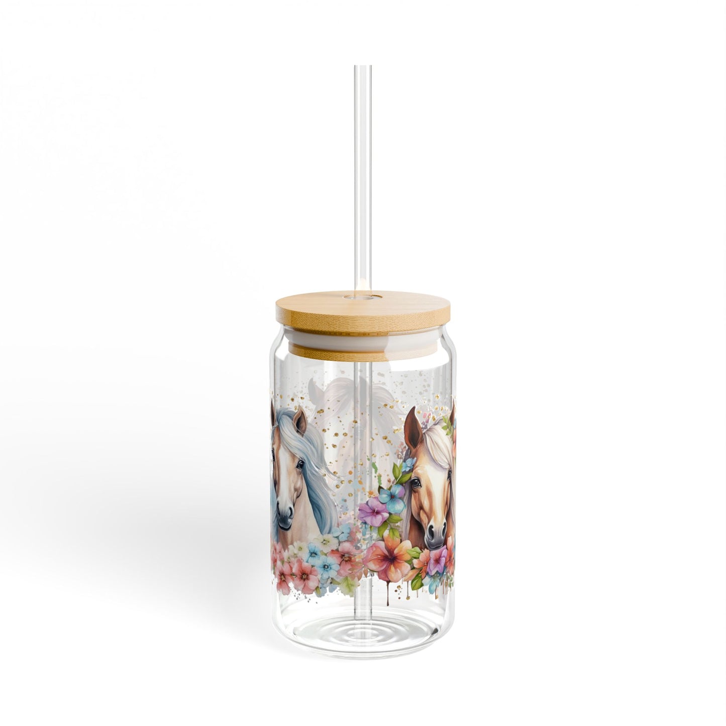 🐴🌸 Floral Horse Beauty Sipper Glass – Country Charm in Every Sip 🌟