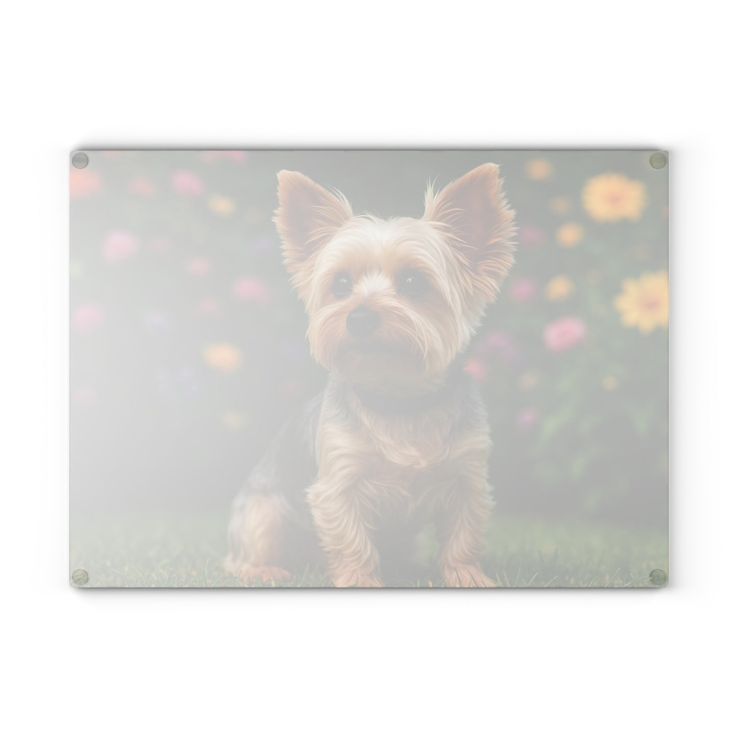 ๐๐ธ Yorkie in the Garden Cutting Board โ Blooming Charm for Your Kitchen ๐ผ