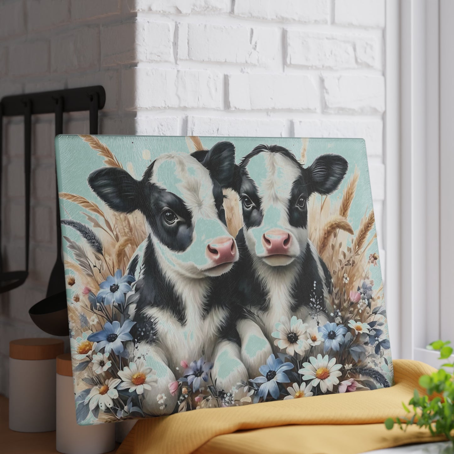 🐄 Adorable Calf Duo Cutting Board – Country Charm for Your Kitchen 🐄