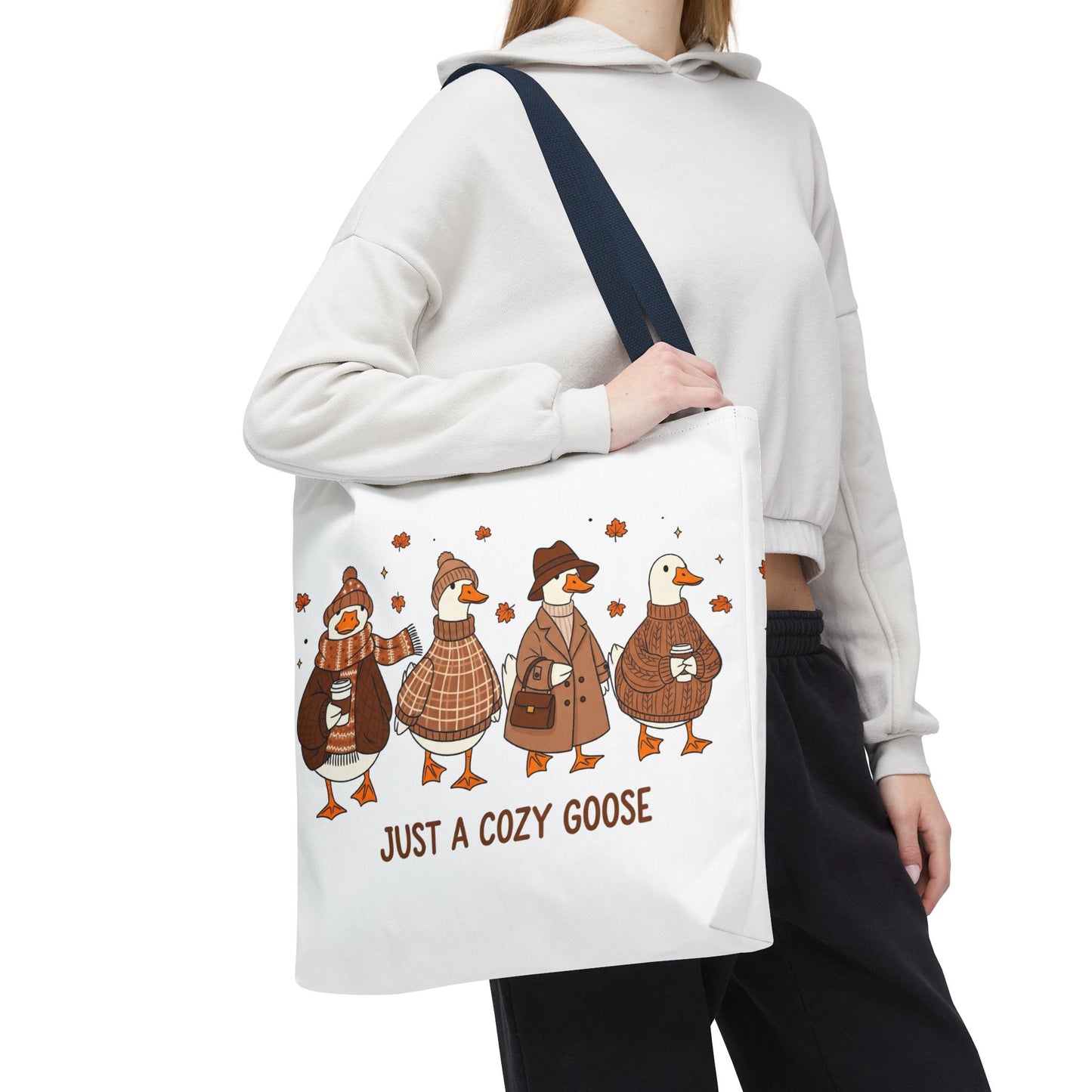 🪶 Just a Cozy Goose Tote Bag – Fall Fashion with Feathered Charm