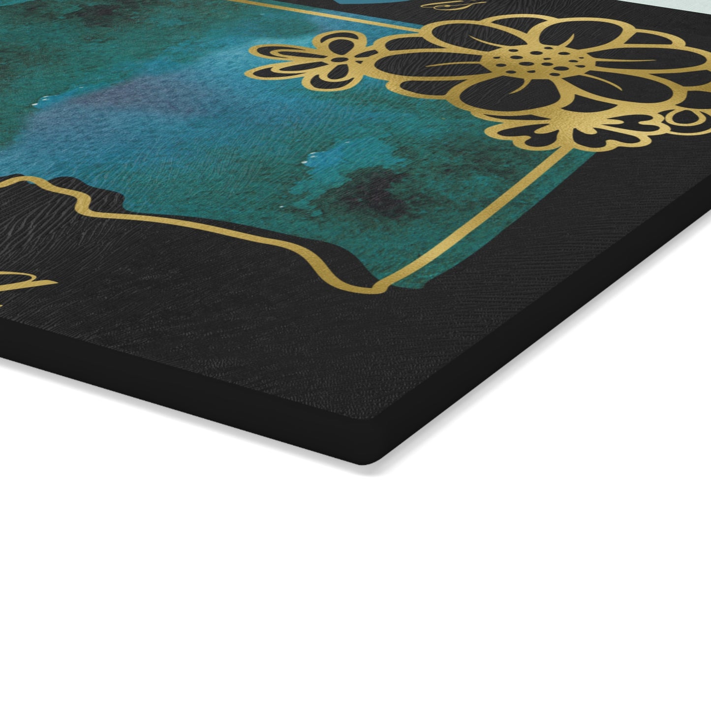 💙 Oklahoma State Cutting Board – Turquoise Heartland Charm with Golden Touch