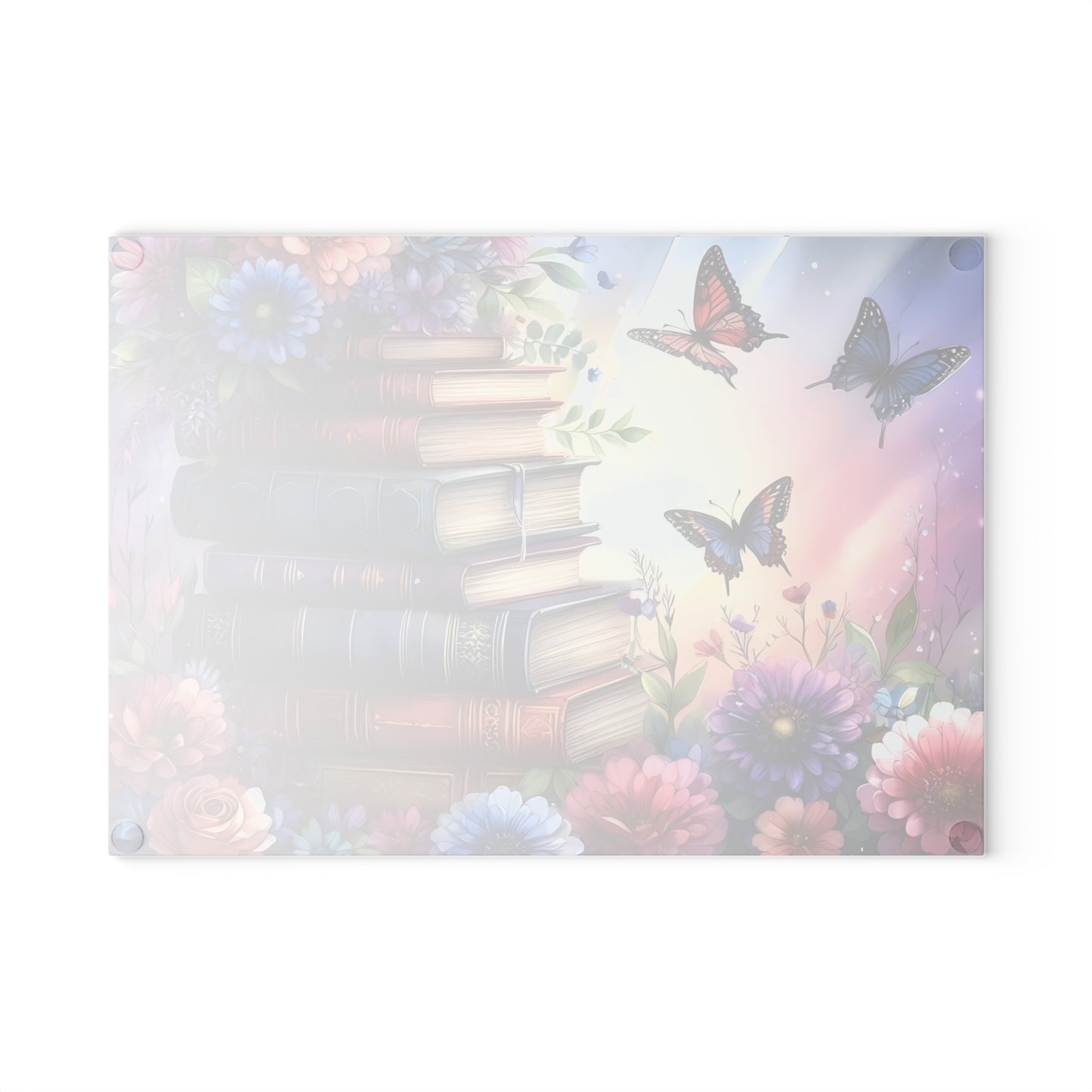 Tabla de cortar con forma de mariposa, regalo para amantes de los libros, tabla de cortar de vidrio, tabla de vidrio templado, regalo para ratones de biblioteca, idea de regalo de cocina, decoración de cocina única