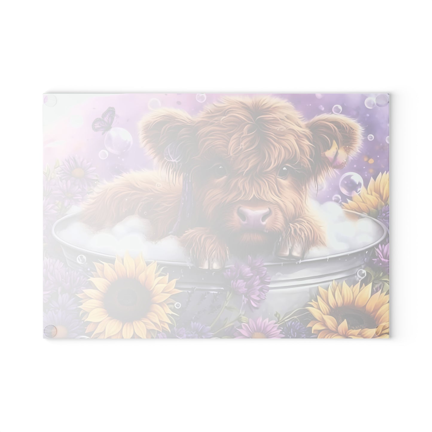 🐮💜 Lavender Highland Calf Cutting Board – Cozy Farmhouse Vibes with Country Bloom Charm