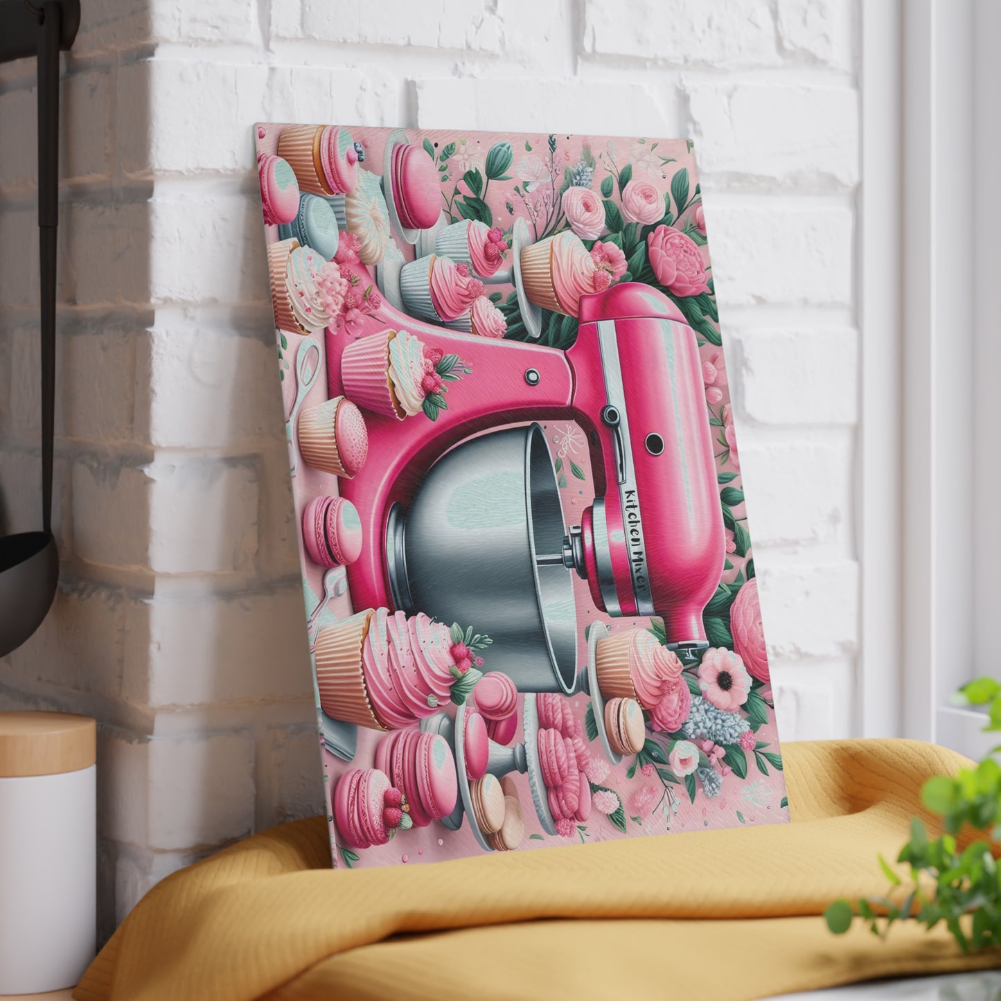 ๐ธ๐ Pink Kitchen Mixer Cutting Board โ Whimsical Baking Charm for Your Kitchen ๐ฐโจ