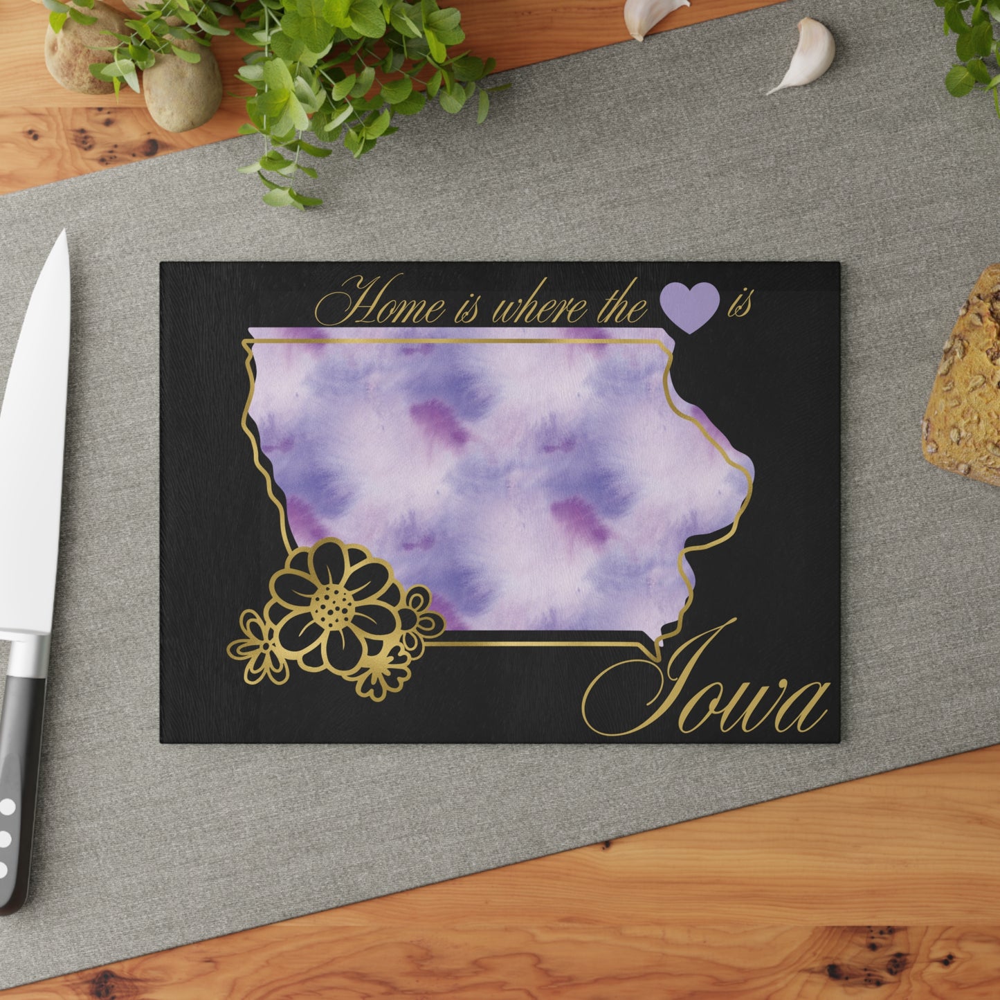 💜 Iowa State Cutting Board – Lavender Love with Midwest Charm