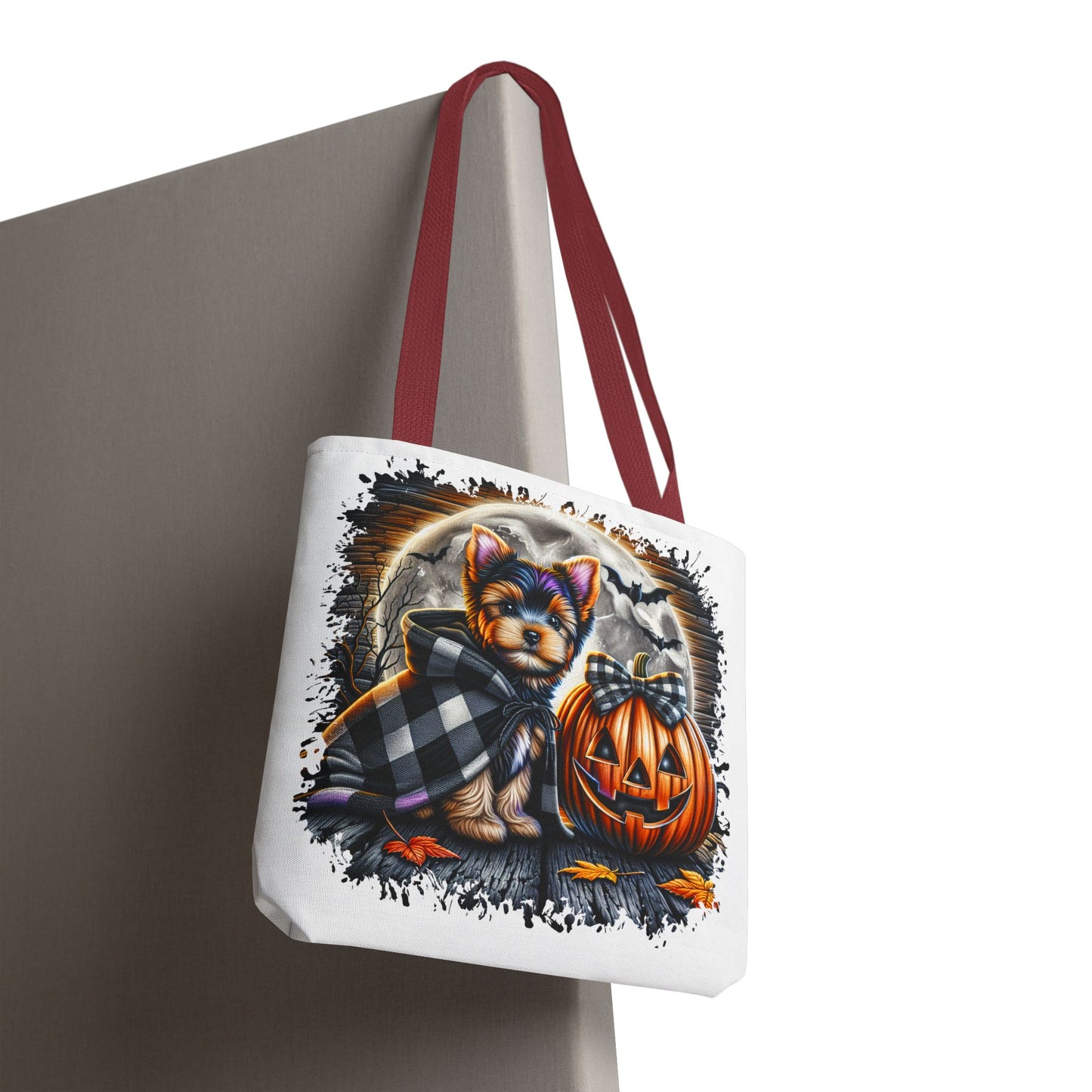 ๐ Yorkie Halloween Tote Bag โ Spooky Cute & Plaid Perfect ๐พ๐ค๐