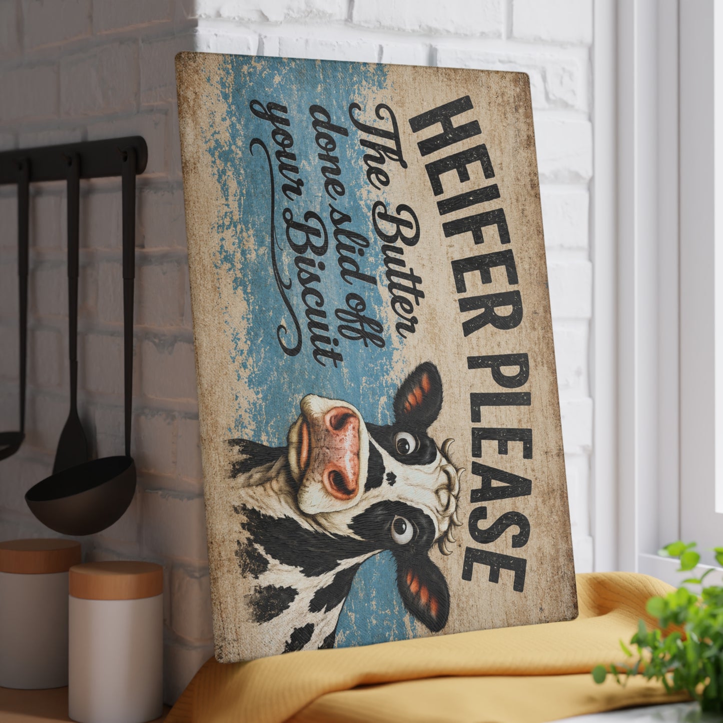 Heifer Please Glass Cutting Board – Funny Farmhouse Cow Kitchen Decor
