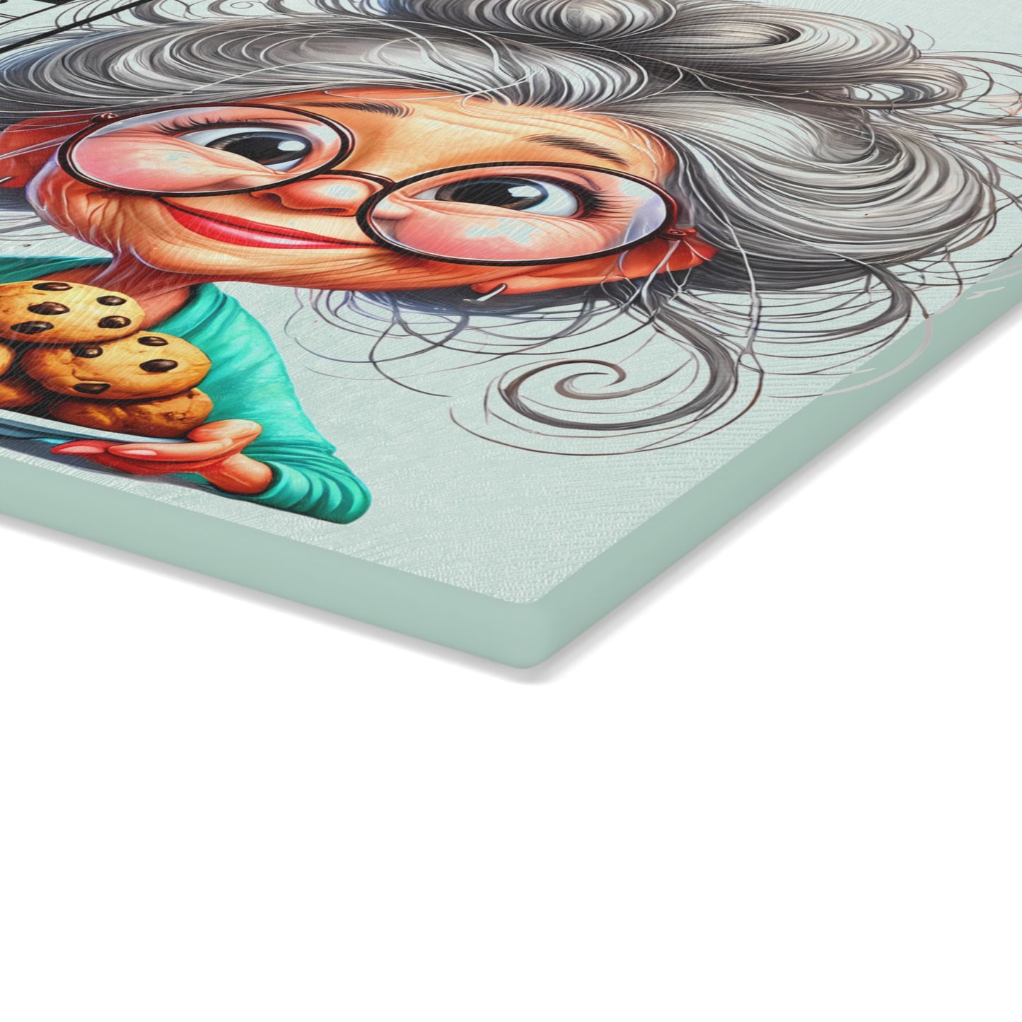 Tabla de cortar para cocina "Vive, ama y cocina": diseño original de abuela y gráfico de galletas