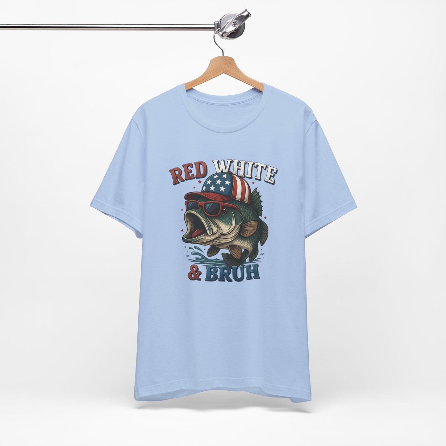 Divertida camiseta patriótica de pescado, con estampado rojo, blanco y negro, unisex, ideal para el 4 de julio, regalo para papá, ideal para barbacoas de verano.