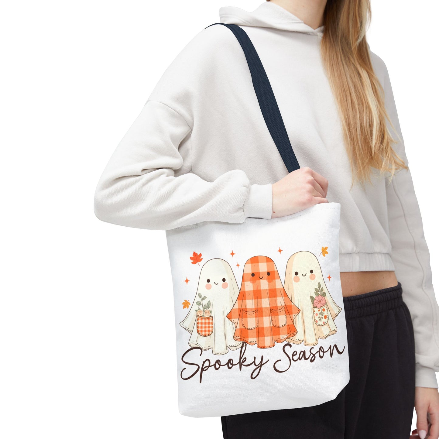 ๐ป Spooky Season Ghost Friends Tote Bag โ Cozy Fall Vibes with a Cute Twist ๐๐