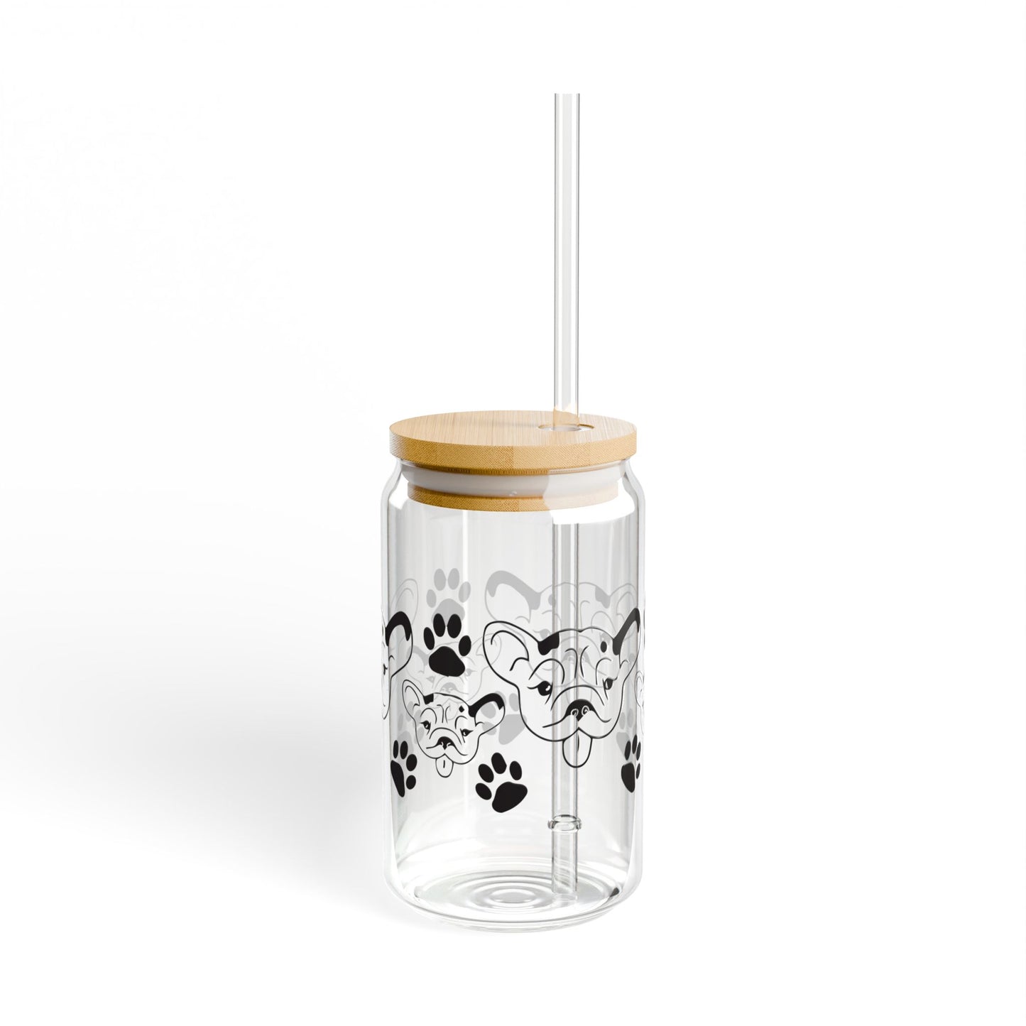🐾🖤 Black & White Dog Face Sipper Glass – 16oz Pup Lover’s Hydration Buddy 🐶🥤