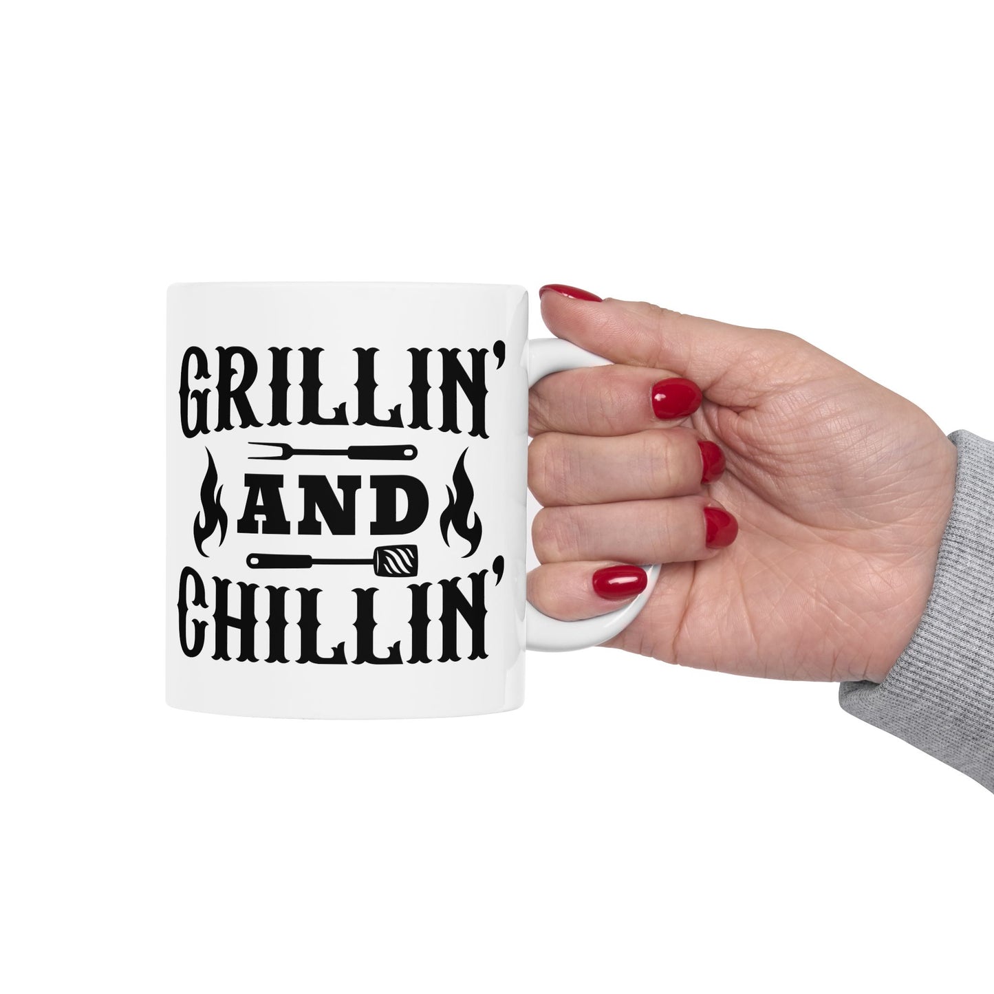 🔥☕ Grillin and Chillin – Funny BBQ Dad Coffee Mug (11oz & 15oz) ☕🔥
