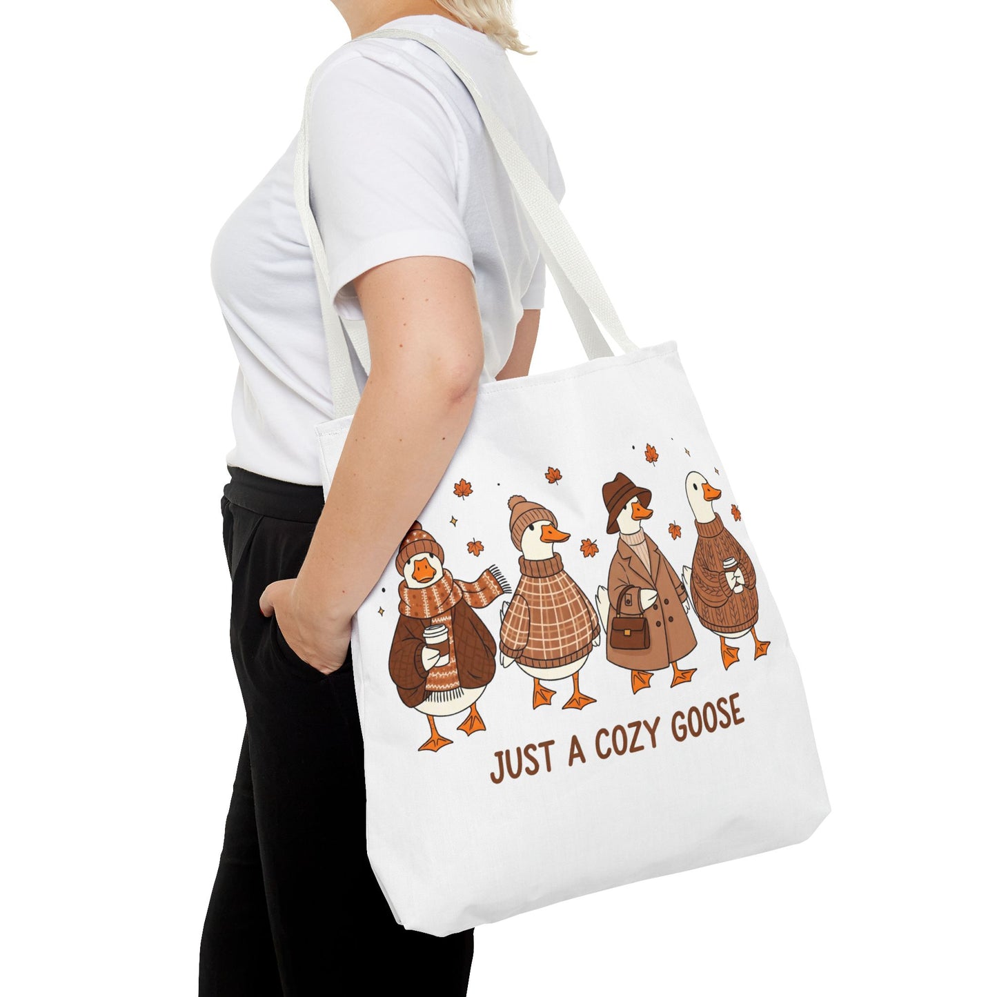 🪶 Just a Cozy Goose Tote Bag – Fall Fashion with Feathered Charm