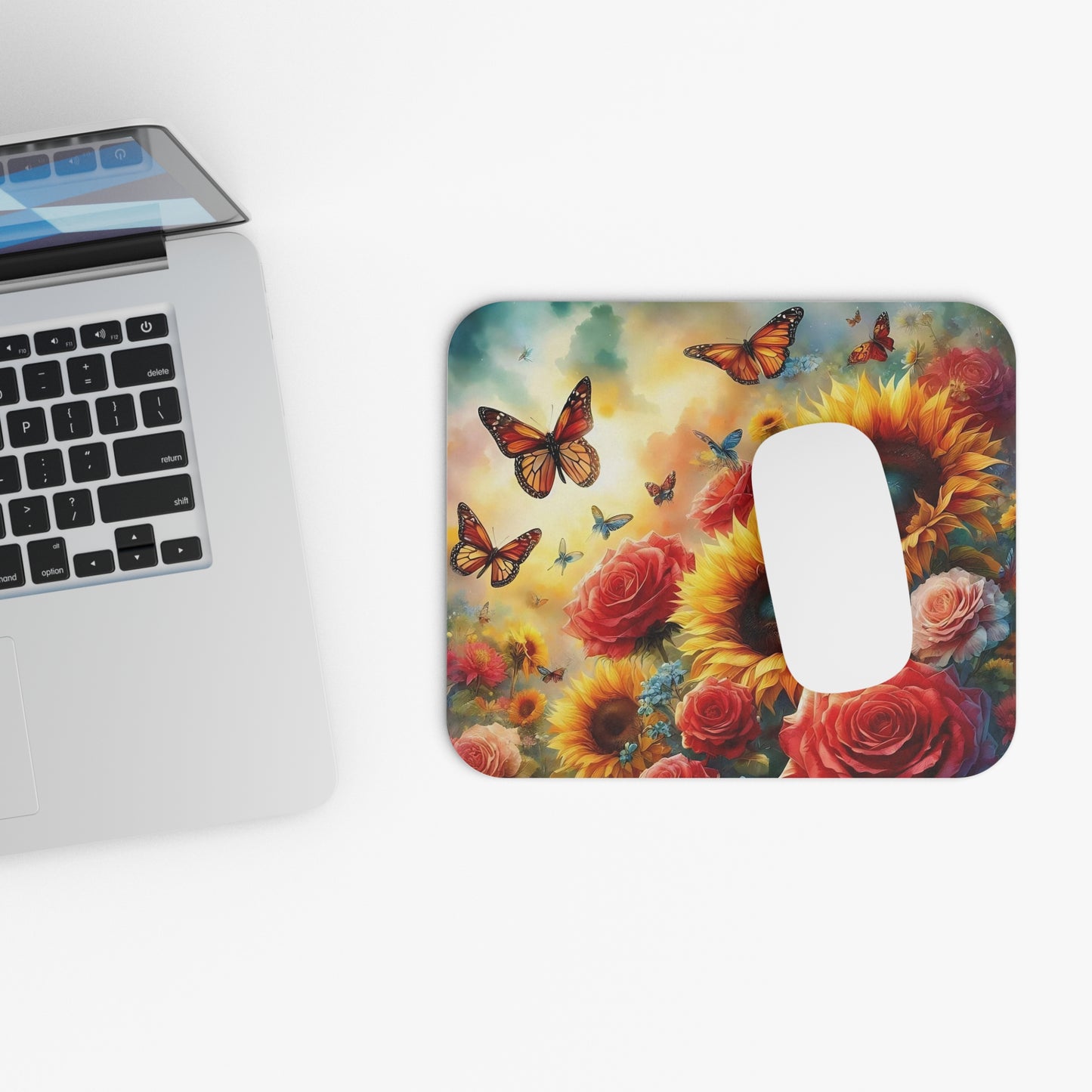 🖱️🌻🦋 Sunflowers & Butterflies Mouse Pad – Bright Garden Desk Art