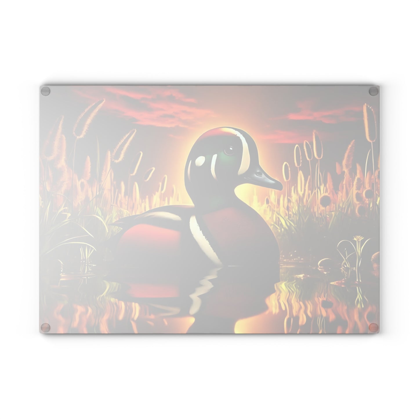 🦆 Sunset Marsh Duck Cutting Board – Vivid Waterfowl Charm for Rustic Kitchen Décor