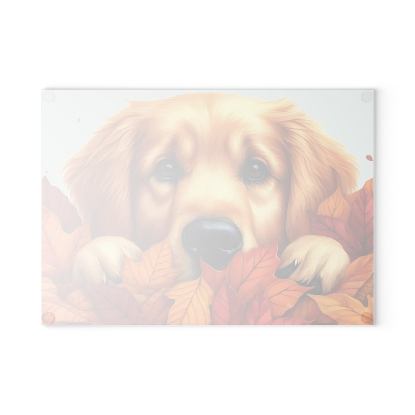 🍂🐾 Golden Retriever Autumn Leaves Cutting Board – Cozy Fall Kitchen Charm with Puppy Love 🐕🍁