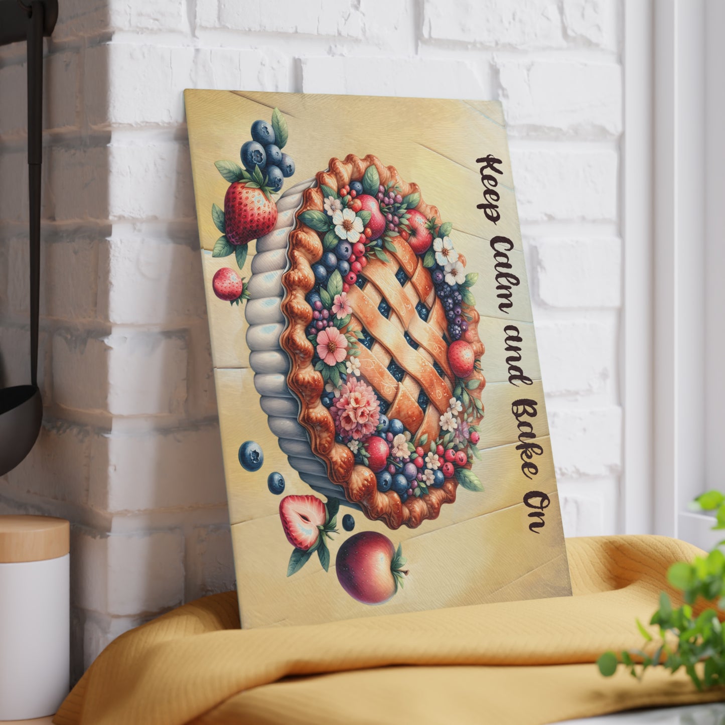🥧 Mantén la calma y hornea en la tabla de cortar: un caprichoso amuleto de cocina inspirado en una tarta