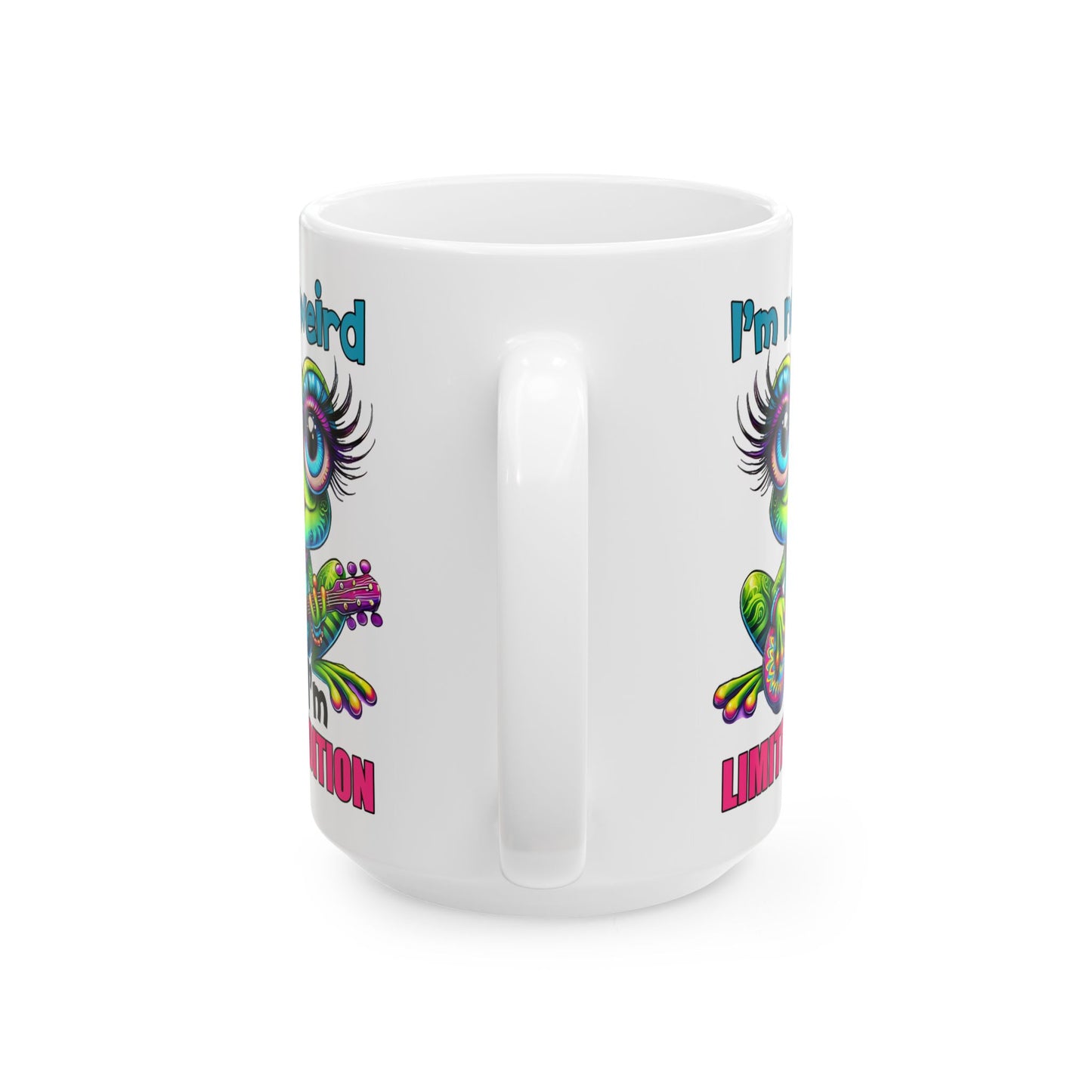 🌀 No soy raro, soy edición limitada: taza colorida de rana hippie con guitarra y actitud