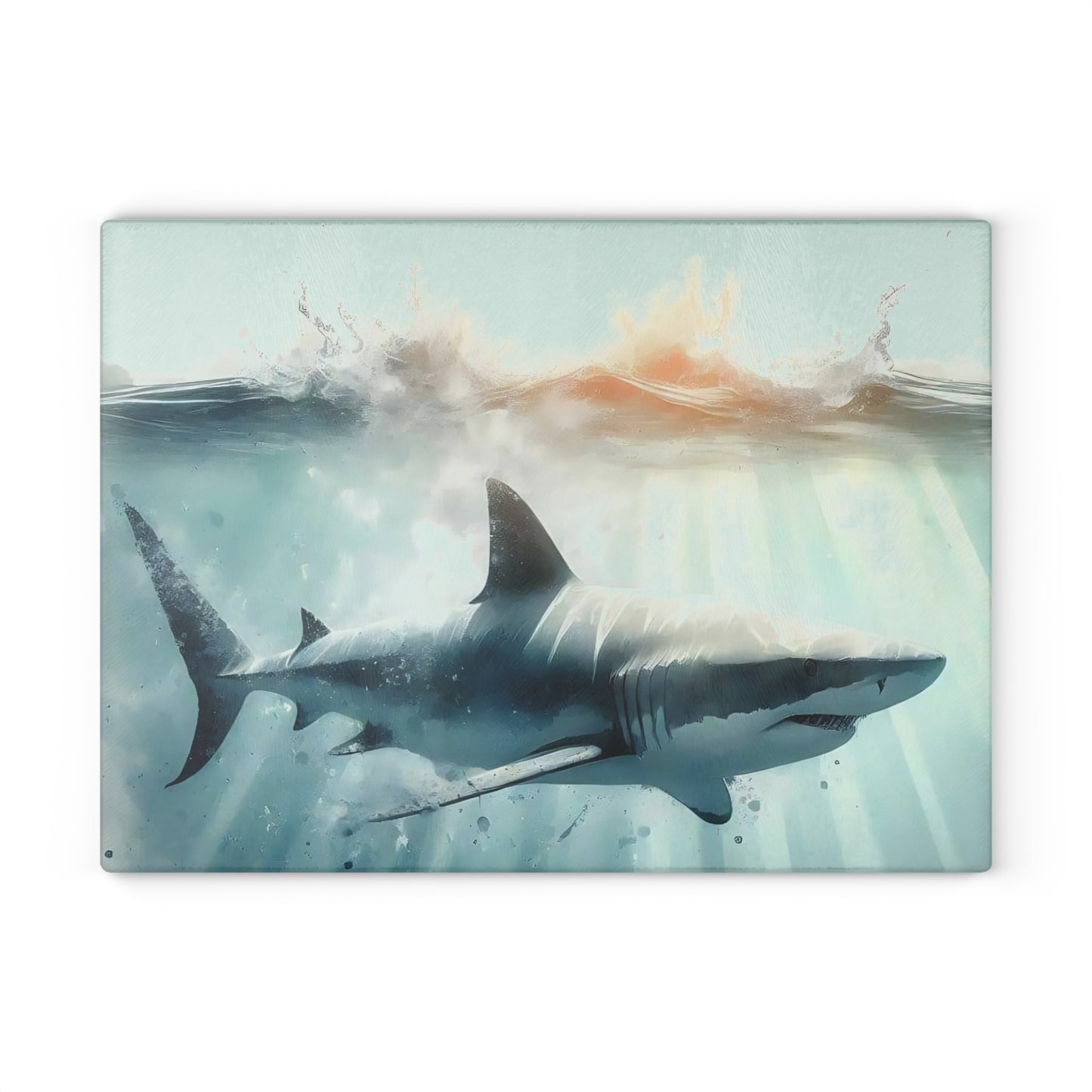 Decoración de cocina con tiburón, tabla de cortar con temática oceánica, idea de regalo con tiburón, regalo para amantes de los tiburones, regalo con temática de tiburón, tabla de cortar única