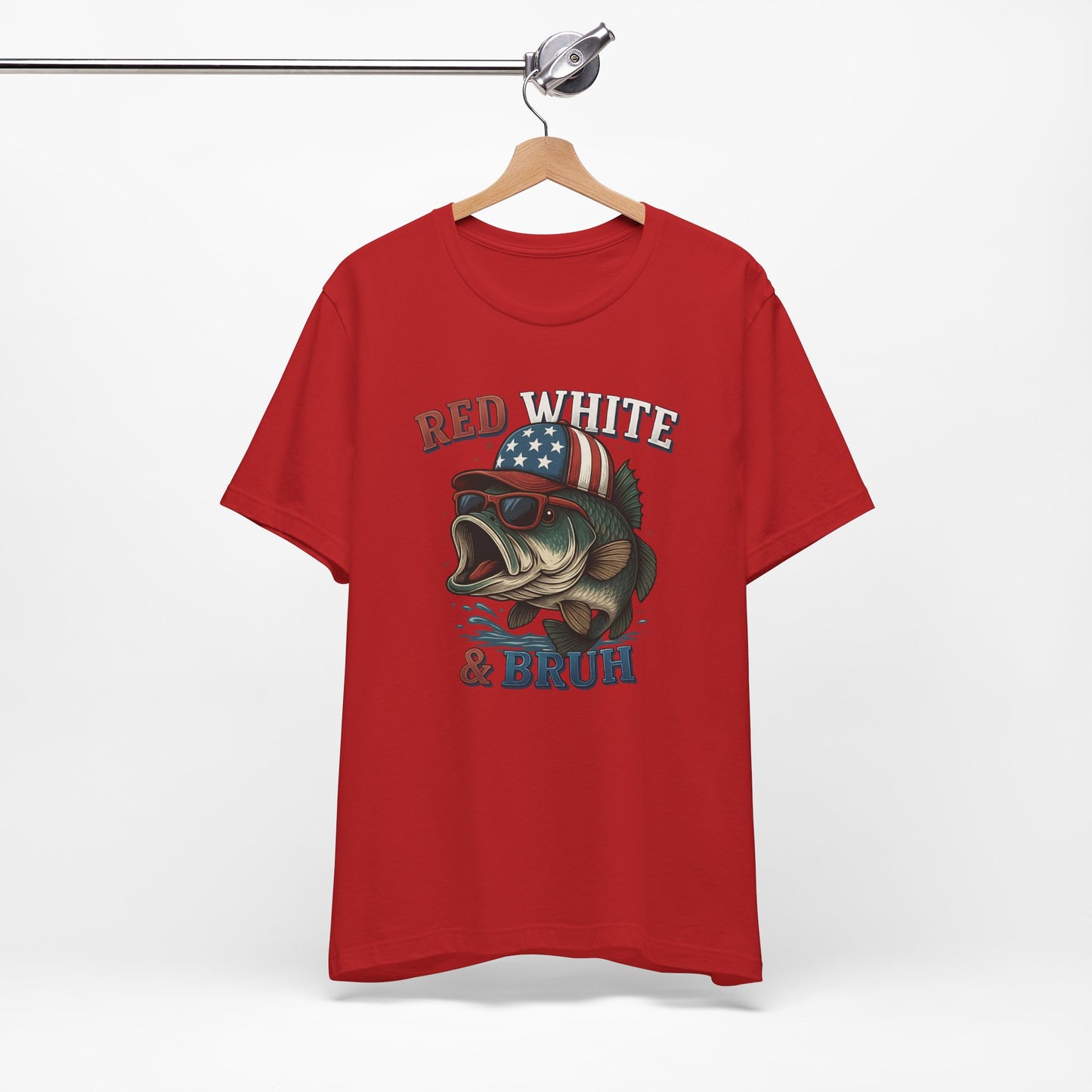 Divertida camiseta patriótica de pescado, con estampado rojo, blanco y negro, unisex, ideal para el 4 de julio, regalo para papá, ideal para barbacoas de verano.